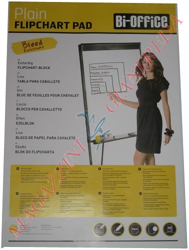 BLOCCO 20 FOGLI CM. 98 X 65 DI RICAMBIO LISCI BIANCHI PER LAVAGNA FLIPCHART